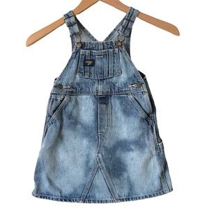 Vintage Oshkosh B'gosh vestbak overall pinafore dress 3T denim custom bleach dye